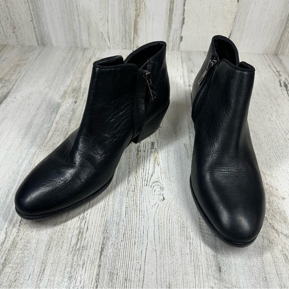 Sam Edelman Petty Black Leather Ankle Boot #479 - Picture 1 of 13